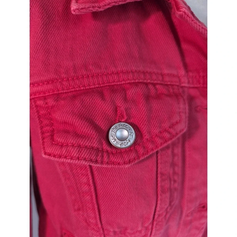 Free People Women's Red Jean Jacket XS - Picture 4 of 11